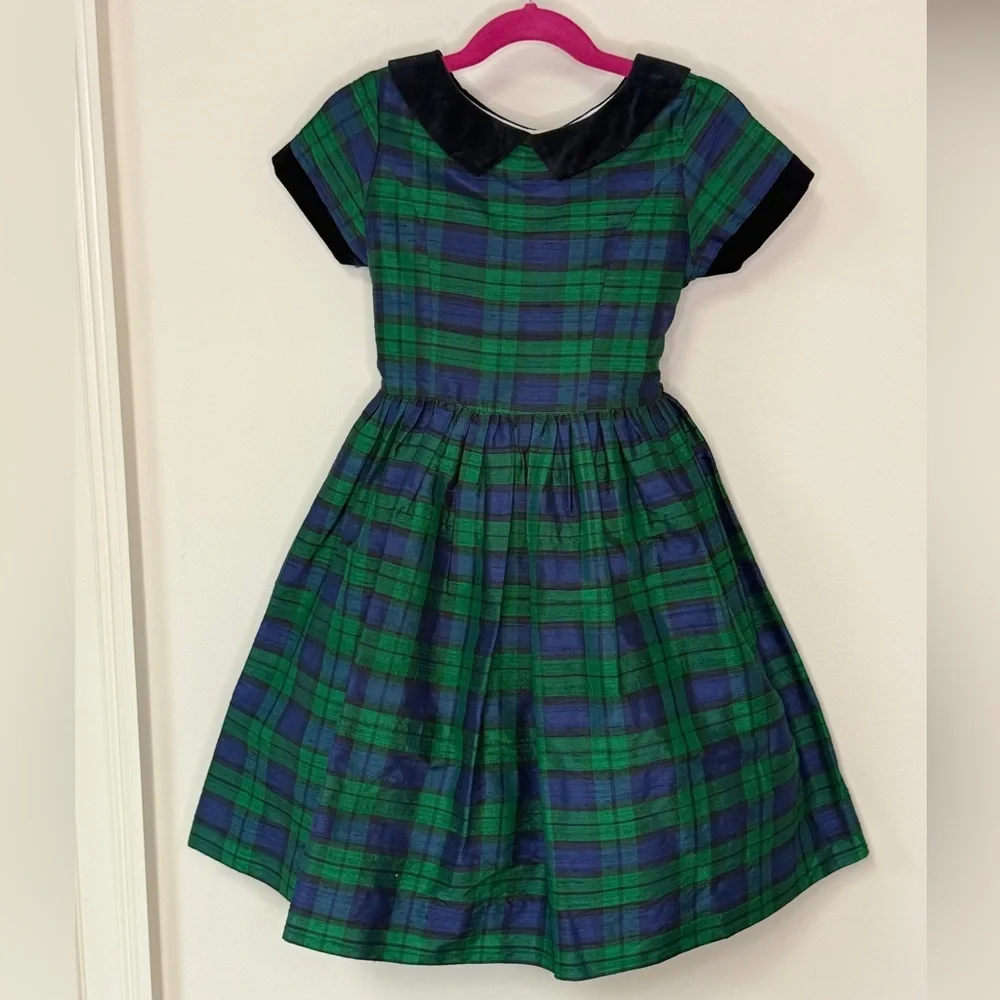 Frances Johnston for Simi: Girls Christmas Dress Blue/Green/Black Plaid, Size 5